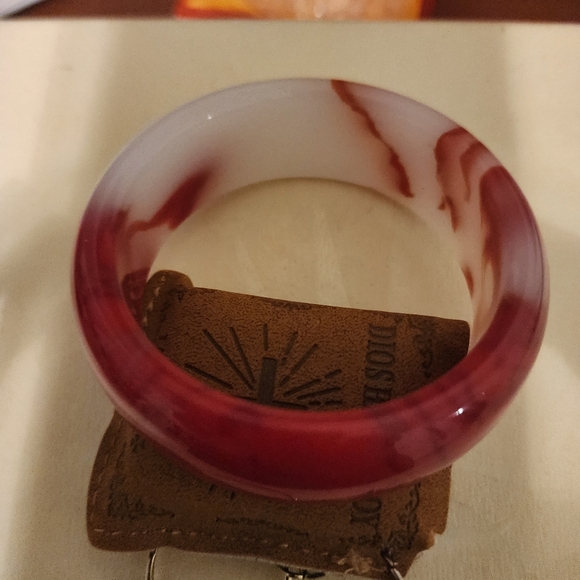 Elegant Red and White Bangle Bracelet